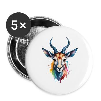 Antilope Bunter Vogel Cooles Aquarell - Buttons groß 56 mm (5er Pack) - Weiß - Vorne