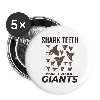 Dents de requin Collectionneur de fossiles Chasse Paléontologie - Lot de 5 grands badges (56 mm) - blanc - Devant