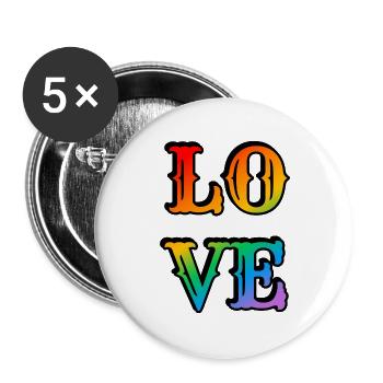 Retro Rainbow Love - Buttons large 2.2''/56 mm (5-pack) - white - Front