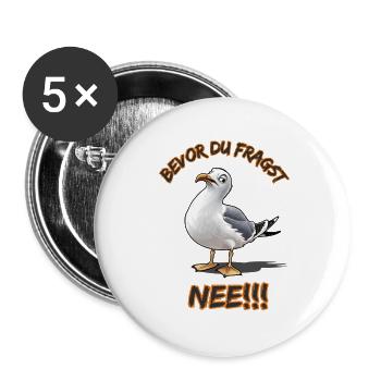 Funny saying with seagull Before you ask No !! - Buttons large 2.2''/56 mm (5-pack) - white - Front