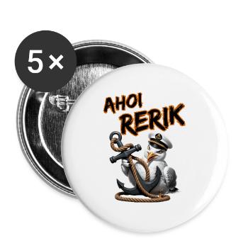 Ahoy Rerik Funny Seagull with Anchor - Buttons large 2.2''/56 mm (5-pack) - white - Front