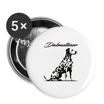 Edler Dalmatiner – Stilvoller Charme im Punktelook - Buttons groß 56 mm (5er Pack) - Weiß - Vorne