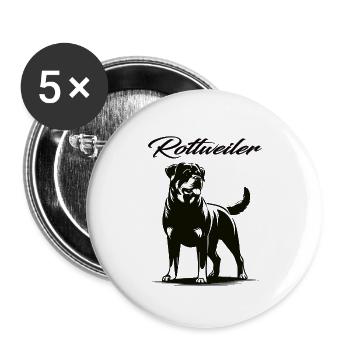 Fier de mon Rottweiler – la force avec le cœur - Lot de 5 grands badges (56 mm) - blanc - Devant