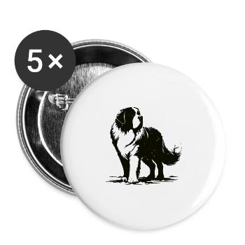 St. Bernard Design – Gentle Giant with Heart - Buttons large 2.2''/56 mm (5-pack) - white - Front