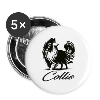 Stylish Collie Design – Elegance on Four Paws - Buttons large 2.2''/56 mm (5-pack) - white - Front
