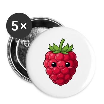 Kawaii Himbeere Geschenkidee Weihnachten  - Buttons groß 56 mm (5er Pack) - Weiß - Vorne