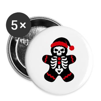 Skelett Lebkuchenmann Icon - Buttons groß 56 mm (5er Pack) - Weiß - Vorne
