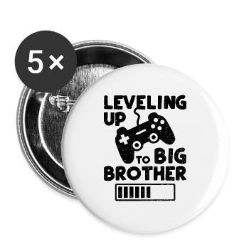 Leveling Up To Big Brother - Brother - Buttons large 2.2''/56 mm (5-pack) - white - Front
