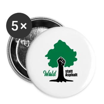 Wald statt Asphalt Fridays for Future Save Planet - Buttons groß 56 mm (5er Pack) - Weiß - Vorne