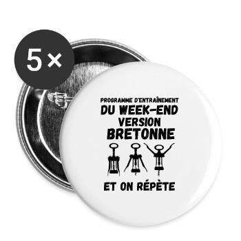 Entraînement bretonne - Lot de 5 grands badges (56 mm) - blanc - Devant