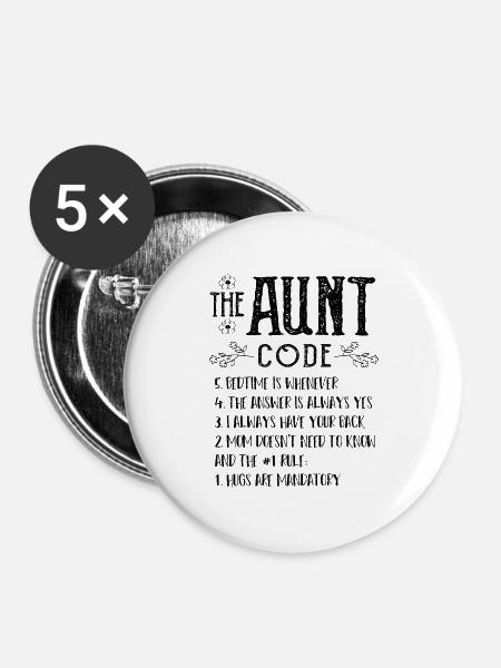 The Aunt Code - Tante - Buttons groß 56 mm (5er Pack) - Weiß