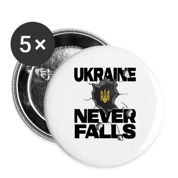 ukraine slava ukraini ukraine never fall - Buttons large 2.2''/56 mm (5-pack) - white - Front