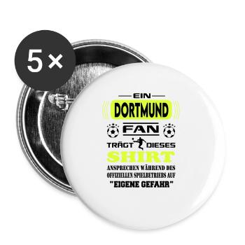 Fußball Fan Fussballverein Dortmund - Buttons groß 56 mm (5er Pack) - Weiß - Vorne