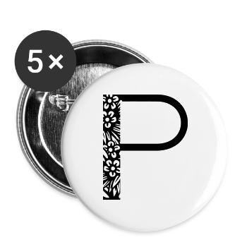 Buchstabe P - Buttons groß 56 mm (5er Pack) - Weiß - Vorne
