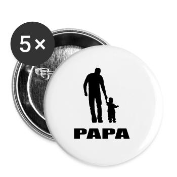 Papa - Buttons groß 56 mm (5er Pack) - Weiß - Vorne