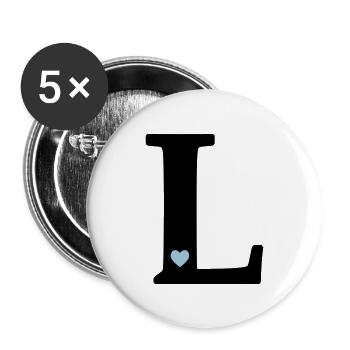 point L Initial letter - Buttons large 2.2''/56 mm (5-pack) - white - Front