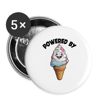 Lachende Eistüte Lustiges Eiscreme Design Spruch - Buttons groß 56 mm (5er Pack) - Weiß - Vorne