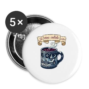 Vino calido veritas - Buttons groß 56 mm (5er Pack) - Weiß - Vorne