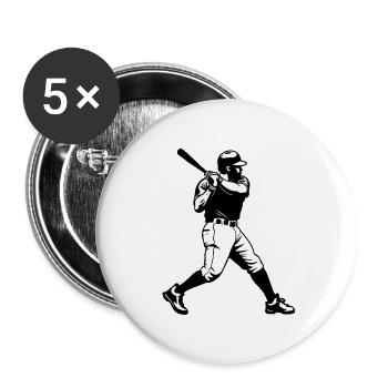 Batteur de silhouette de joueur de baseball - Sports Design - Lot de 5 grands badges (56 mm) - blanc - Devant