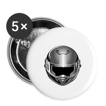 Biker Helmet - Motorbike Design - Buttons groß 56 mm (5er Pack) - Weiß - Vorne