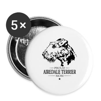 Airedale Terrier Mom Dog Dog Wilsigns - Buttons large 2.2''/56 mm (5-pack) - white - Front
