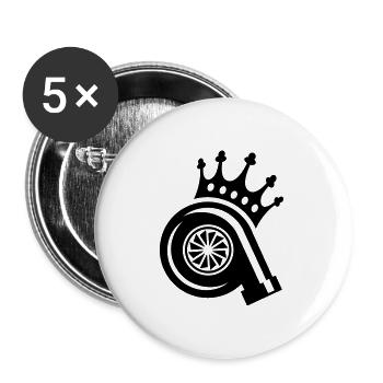 TUNING, TURBO LADER KING - Buttons groß 56 mm (5er Pack) - Weiß - Vorne