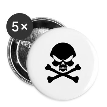 Une tête de pirate tête de mort. - Lot de 5 grands badges (56 mm) - blanc - Devant
