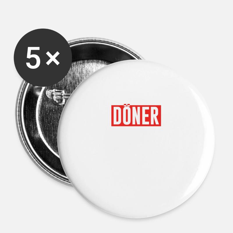 Doner kebab box logo - Buttons large 2.2''/56 mm (5-pack) - white