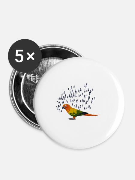 Papagei tropischer Vogel - Buttons groß 56 mm (5er Pack) - Weiß