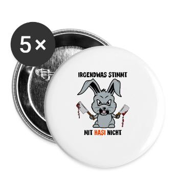 Halloween 2021 Monster verrückter Hase Sarkasmus - Buttons groß 56 mm (5er Pack) - Weiß - Vorne