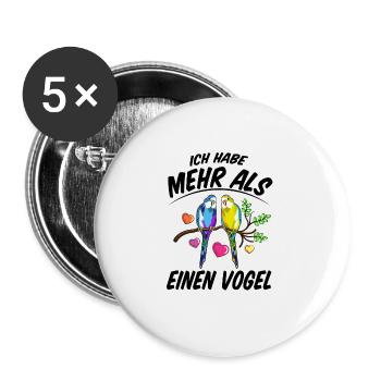 Vogelliebhaber Nymphensittich Vogelbesitzer - Buttons groß 56 mm (5er Pack) - Weiß - Vorne