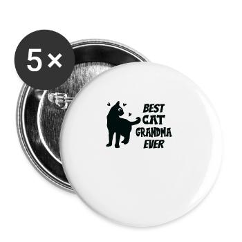 Meilleur chat Grand-mère jamais Grand-mère aime les chats - Lot de 5 grands badges (56 mm) - blanc - Devant