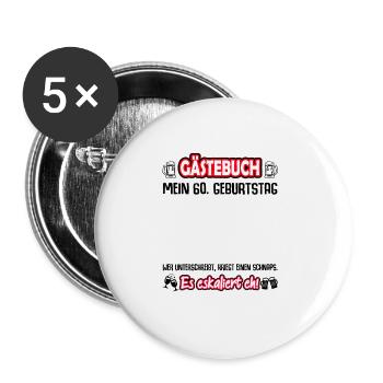 60 Geburtstag 60 Ehrentag Geschenk Mann Frau Fun - Buttons groß 56 mm (5er Pack) - Weiß - Vorne
