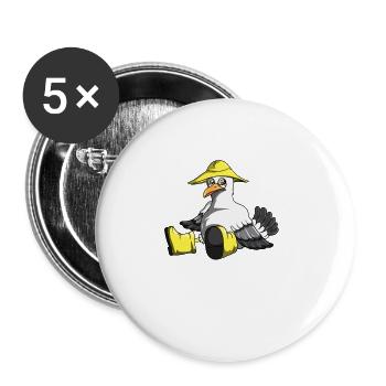 Seagull Gift Coastal Holiday Sea Lake Ocean Fans - Lot de 5 grands badges (56 mm) - blanc - Devant