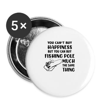 Pêche Pêcher Angler Saying - Lot de 5 grands badges (56 mm) - blanc - Devant