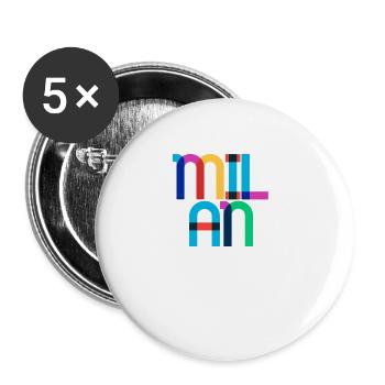 Milan Italie Pop Art Lettres - Lot de 5 grands badges (56 mm) - blanc - Devant