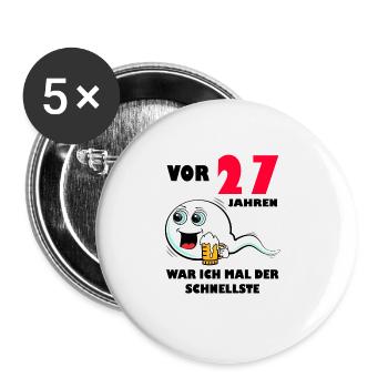 27. Geburtstag lustig 27.Ehrentag 27. Jubiläum - Buttons groß 56 mm (5er Pack) - Weiß - Vorne