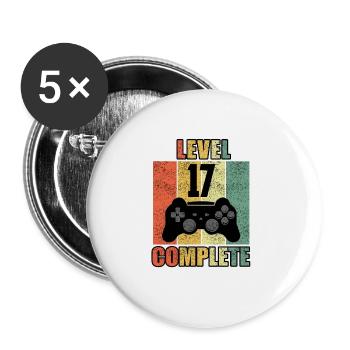 17 Geburtstag 17 Jahre Geschenk lustig 17 Jubiläum - Buttons groß 56 mm (5er Pack) - Weiß - Vorne