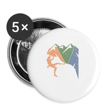 Vintage Climber Bouldering Retro Birthday Rock - Buttons large 2.2''/56 mm (5-pack) - white - Front