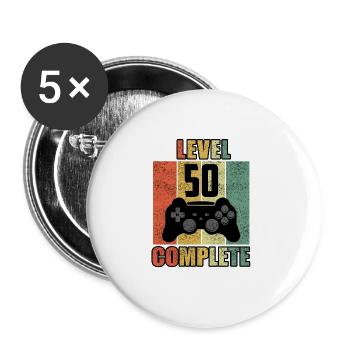50 Geburtstag 50 Jahre Geschenk lustig 50 Jubiläum - Buttons groß 56 mm (5er Pack) - Weiß - Vorne