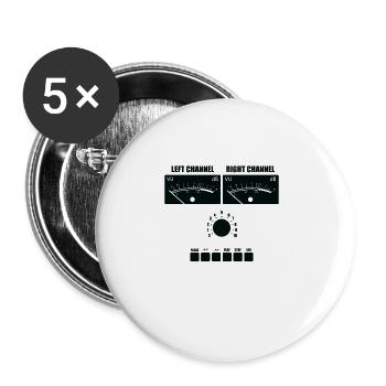 VU Meter Kassetten Tape Gesicht - Buttons groß 56 mm (5er Pack) - Weiß - Vorne