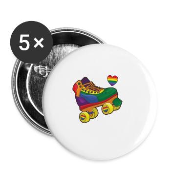 Regenbogen-Rollschuhe LGBT Gay Pride Monat - Buttons groß 56 mm (5er Pack) - Weiß - Vorne