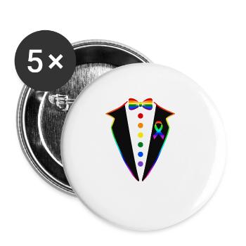 LGBT Tuxedo Gay Junggesellenabschiedsfeier - Buttons groß 56 mm (5er Pack) - Weiß - Vorne