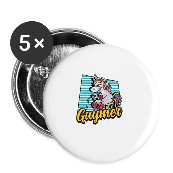 Gaymer Rainbow Gaming Égalité LGBT Pride - Lot de 5 grands badges (56 mm) - blanc - Devant