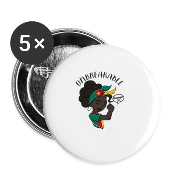 Cameroun Fille Incassable I Cameroun Héritage - Lot de 5 grands badges (56 mm) - blanc - Devant