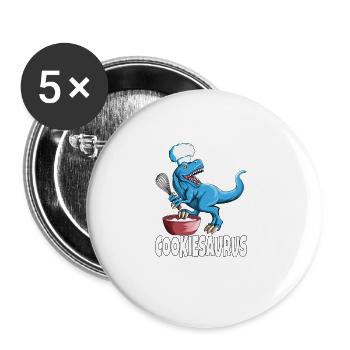 T Rex Cookiesaurus wordplay for back fans baker - Buttons large 2.2''/56 mm (5-pack) - white - Front