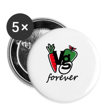 Für immer Veganer Vegan Vegetarier Geschenkidee - Buttons groß 56 mm (5er Pack) - Weiß - Vorne