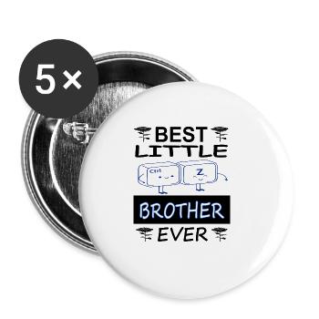 Bester Kleiner Bruder Geschwister Geschenkidee - Buttons groß 56 mm (5er Pack) - Weiß - Vorne