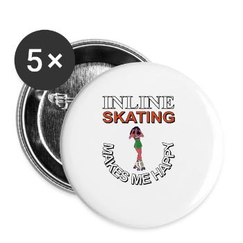 Inline skating makes me happy Inline skates - Buttons large 2.2''/56 mm (5-pack) - white - Front