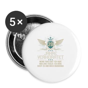 20 Jahre verheiratet nur 2 Fehler 20.Hochzeitstag - Buttons groß 56 mm (5er Pack) - Weiß - Vorne